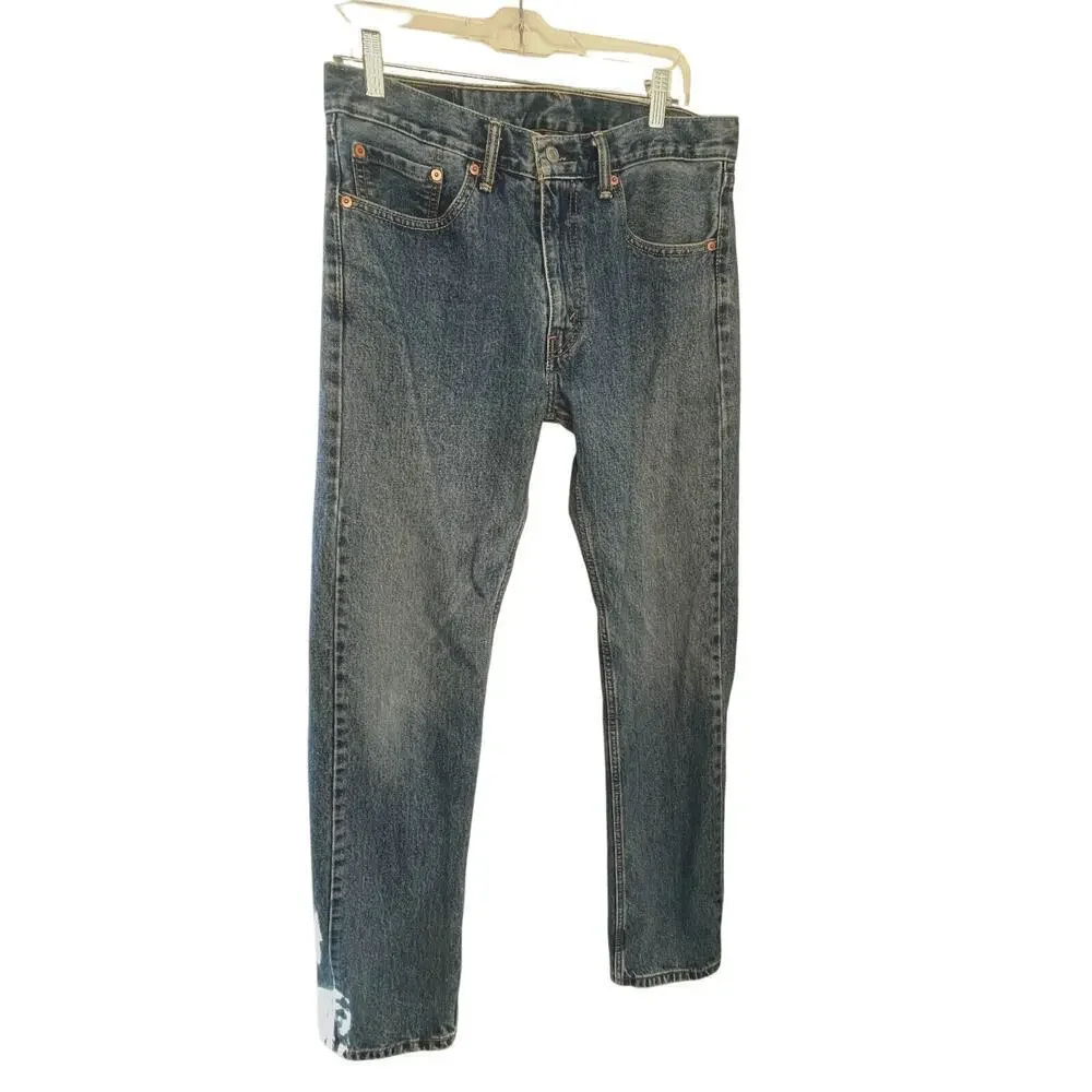 Levis Jeans Men's 505 33x36 Regular Straight Denim Work Pant Medium Stone Cotton